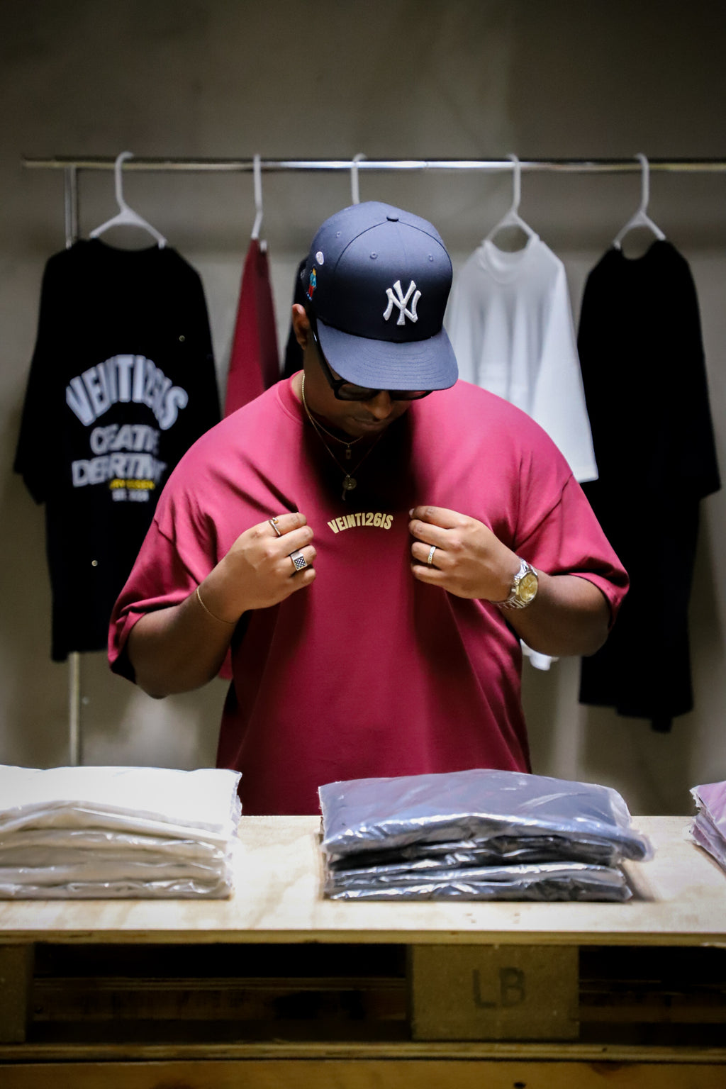 Velvet Tee (Burgundy Cream)